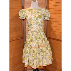 Vintage Skirt with Top Rockabilly Green Back Bow and Swing Skirt